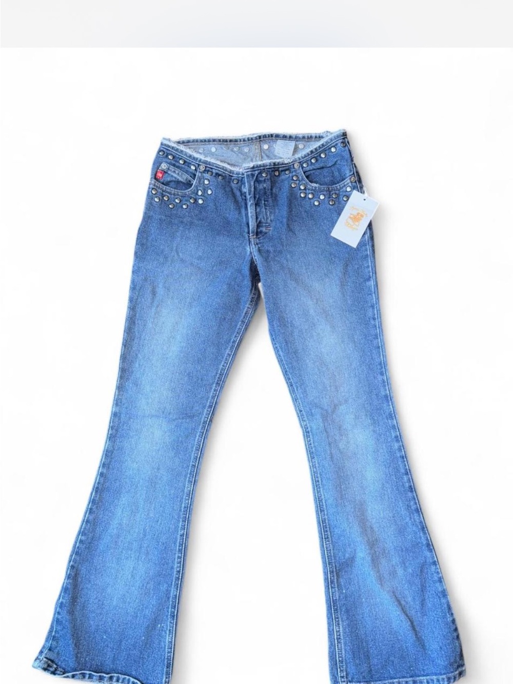 Mudd Blue Stud-Embellished Flare Jeans